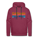 Premium California Hoodie - Retro Mountain & Birds Premium Men's California Sweatshirt / Hoodie - burgundy
