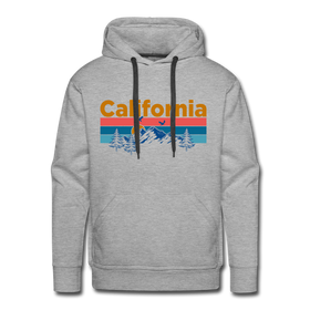 Premium California Hoodie - Retro Mountain & Birds Premium Men's California Sweatshirt / Hoodie - heather grey