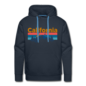Premium California Hoodie - Retro Mountain & Birds Premium Men's California Sweatshirt / Hoodie - navy