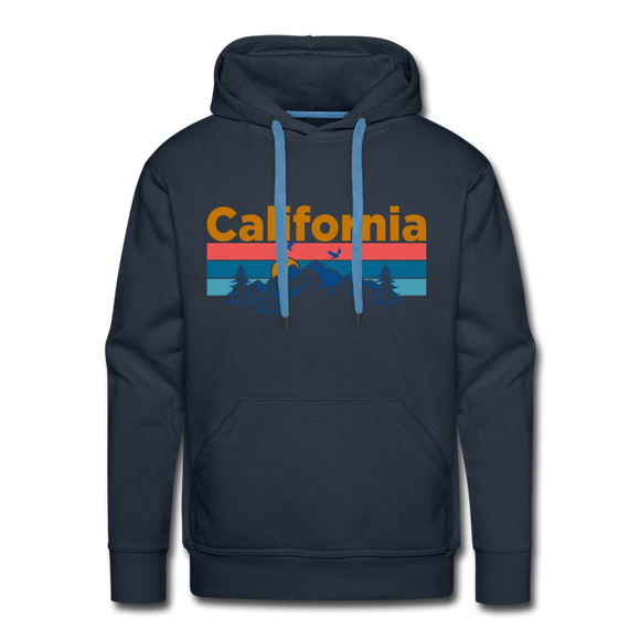 Premium California Hoodie - Retro Mountain & Birds Premium Men's California Sweatshirt / Hoodie - navy