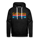 Premium California Hoodie - Retro Mountain & Birds Premium Men's California Sweatshirt / Hoodie - charcoal grey