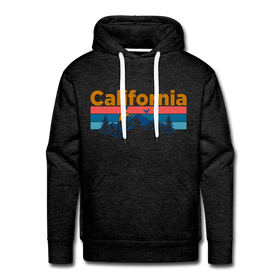 Premium California Hoodie - Retro Mountain & Birds Premium Men's California Sweatshirt / Hoodie - charcoal grey