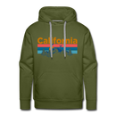 Premium California Hoodie - Retro Mountain & Birds Premium Men's California Sweatshirt / Hoodie - olive green