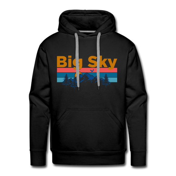 Premium Big Sky, Montana Hoodie - Retro Mountain & Birds Premium Men's Big Sky Sweatshirt / Hoodie - black