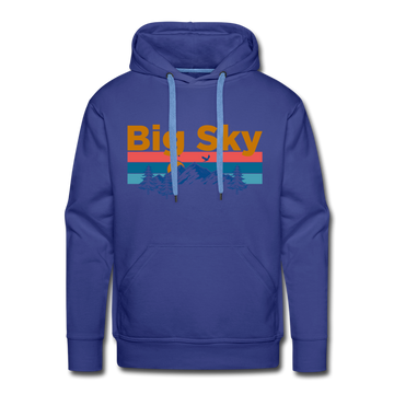 Premium Big Sky, Montana Hoodie - Retro Mountain & Birds Premium Men's Big Sky Sweatshirt / Hoodie - royalblue