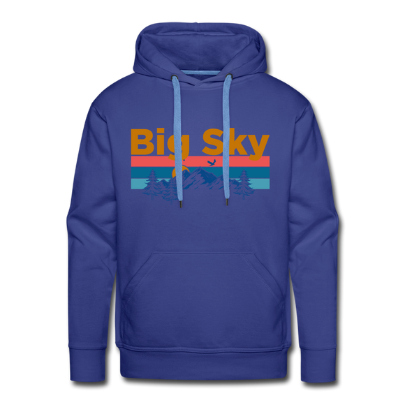 Premium Big Sky, Montana Hoodie - Retro Mountain & Birds Premium Men's Big Sky Sweatshirt / Hoodie - royalblue