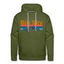 Premium Big Sky, Montana Hoodie - Retro Mountain & Birds Premium Men's Big Sky Sweatshirt / Hoodie - olive green