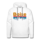 Premium Boise, Idaho Hoodie - Retro Mountain & Birds Premium Men's Boise Sweatshirt / Hoodie - white