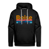 Premium Boise, Idaho Hoodie - Retro Mountain & Birds Premium Men's Boise Sweatshirt / Hoodie - black