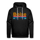 Premium Boise, Idaho Hoodie - Retro Mountain & Birds Premium Men's Boise Sweatshirt / Hoodie - black