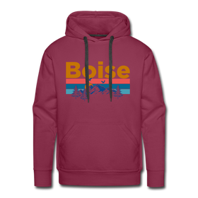 Premium Boise, Idaho Hoodie - Retro Mountain & Birds Premium Men's Boise Sweatshirt / Hoodie - burgundy