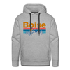 Premium Boise, Idaho Hoodie - Retro Mountain & Birds Premium Men's Boise Sweatshirt / Hoodie