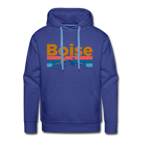 Premium Boise, Idaho Hoodie - Retro Mountain & Birds Premium Men's Boise Sweatshirt / Hoodie - royalblue