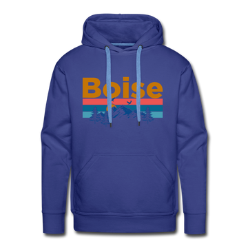 Premium Boise, Idaho Hoodie - Retro Mountain & Birds Premium Men's Boise Sweatshirt / Hoodie - royalblue