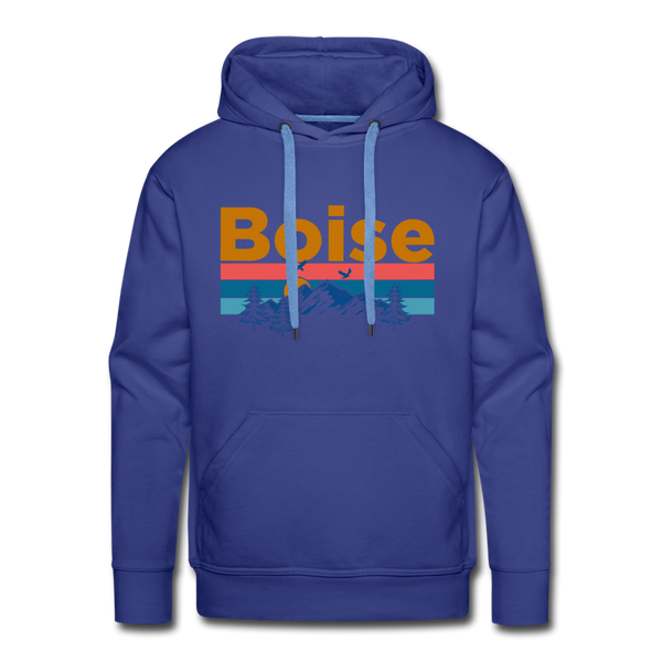 Premium Boise, Idaho Hoodie - Retro Mountain & Birds Premium Men's Boise Sweatshirt / Hoodie - royalblue