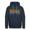 Premium Boise, Idaho Hoodie - Retro Mountain & Birds Premium Men's Boise Sweatshirt / Hoodie - navy