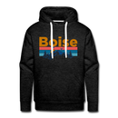 Premium Boise, Idaho Hoodie - Retro Mountain & Birds Premium Men's Boise Sweatshirt / Hoodie - charcoal grey