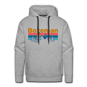 Premium Bozeman, Montana Hoodie - Retro Mountain & Birds Premium Men's Bozeman Sweatshirt / Hoodie - heather grey
