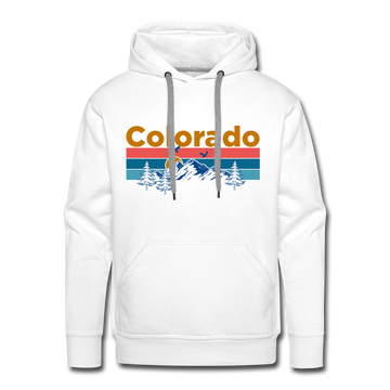 Premium Colorado Hoodie - Retro Mountain & Birds Premium Men's Colorado Sweatshirt / Hoodie - white