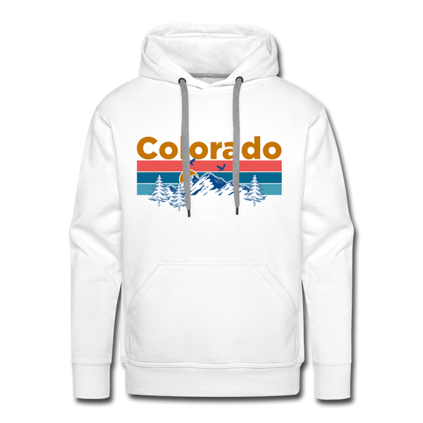 Premium Colorado Hoodie - Retro Mountain & Birds Premium Men's Colorado Sweatshirt / Hoodie - white