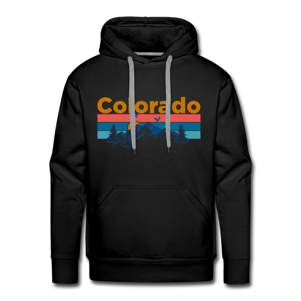 Premium Colorado Hoodie - Retro Mountain & Birds Premium Men's Colorado Sweatshirt / Hoodie - black