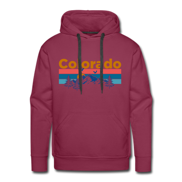 Premium Colorado Hoodie - Retro Mountain & Birds Premium Men's Colorado Sweatshirt / Hoodie - burgundy