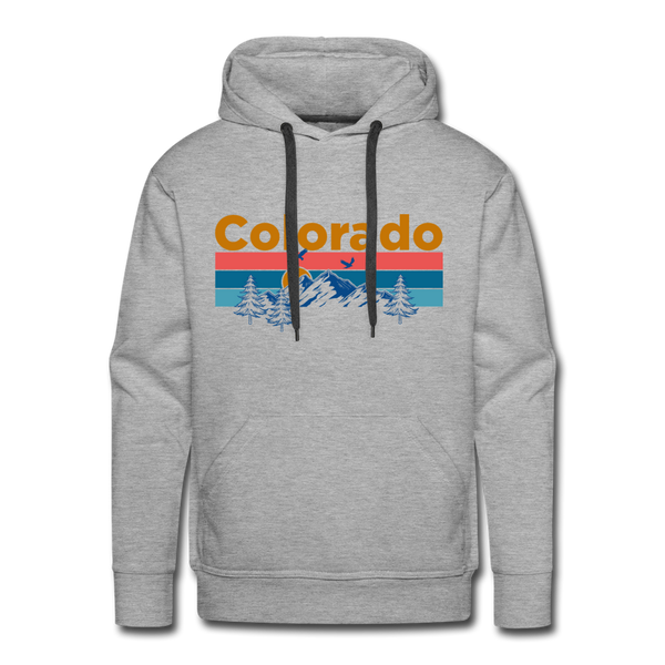 Premium Colorado Hoodie - Retro Mountain & Birds Premium Men's Colorado Sweatshirt / Hoodie - heather grey