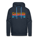Premium Colorado Hoodie - Retro Mountain & Birds Premium Men's Colorado Sweatshirt / Hoodie - navy