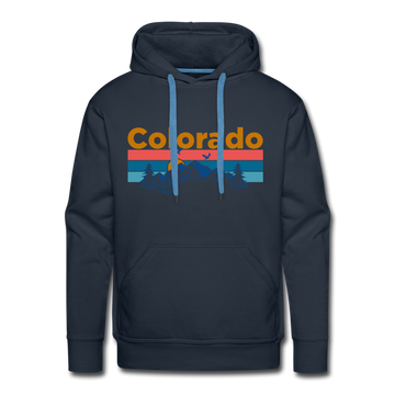 Premium Colorado Hoodie - Retro Mountain & Birds Premium Men's Colorado Sweatshirt / Hoodie - navy