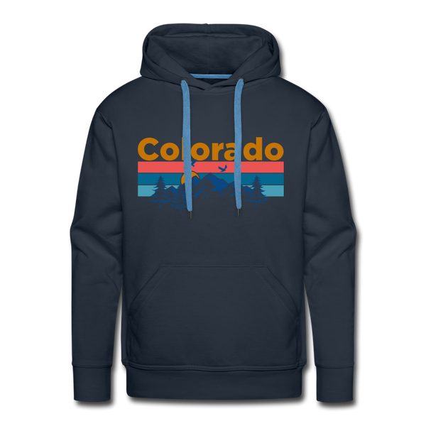 Premium Colorado Hoodie - Retro Mountain & Birds Premium Men's Colorado Sweatshirt / Hoodie - navy
