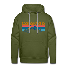 Premium Colorado Hoodie - Retro Mountain & Birds Premium Men's Colorado Sweatshirt / Hoodie