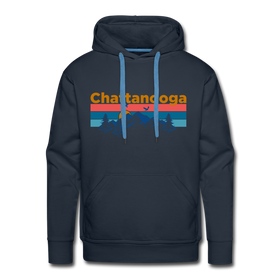Premium Chattanooga, Tennessee Hoodie - Retro Mountain & Birds Premium Men's Chattanooga Sweatshirt / Hoodie - navy