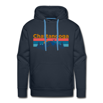 Premium Chattanooga, Tennessee Hoodie - Retro Mountain & Birds Premium Men's Chattanooga Sweatshirt / Hoodie - navy