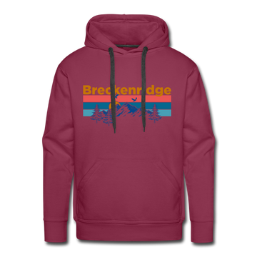 Premium Breckenridge, Colorado Hoodie - Retro Mountain & Birds Premium Men's Breckenridge Sweatshirt / Hoodie - burgundy