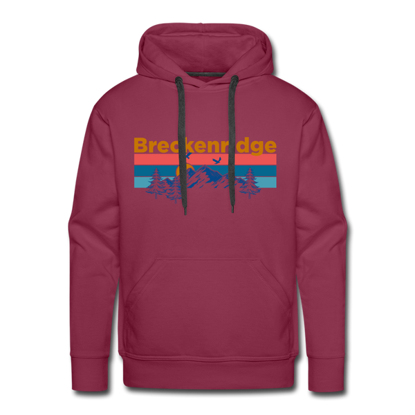 Premium Breckenridge, Colorado Hoodie - Retro Mountain & Birds Premium Men's Breckenridge Sweatshirt / Hoodie - burgundy