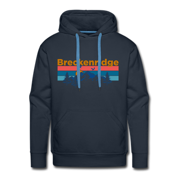 Premium Breckenridge, Colorado Hoodie - Retro Mountain & Birds Premium Men's Breckenridge Sweatshirt / Hoodie - navy
