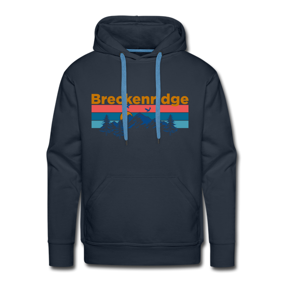 Premium Breckenridge, Colorado Hoodie - Retro Mountain & Birds Premium Men's Breckenridge Sweatshirt / Hoodie - navy