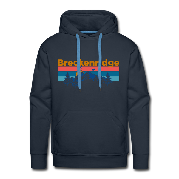 Premium Breckenridge, Colorado Hoodie - Retro Mountain & Birds Premium Men's Breckenridge Sweatshirt / Hoodie - navy