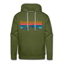 Premium Breckenridge, Colorado Hoodie - Retro Mountain & Birds Premium Men's Breckenridge Sweatshirt / Hoodie - olive green
