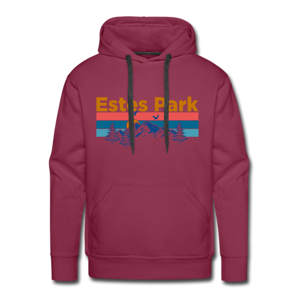Premium Estes Park, Colorado Hoodie - Retro Mountain & Birds Premium Men's Estes Park Sweatshirt / Hoodie - burgundy