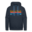 Premium Estes Park, Colorado Hoodie - Retro Mountain & Birds Premium Men's Estes Park Sweatshirt / Hoodie - navy