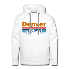 Premium Denver, Colorado Hoodie - Retro Mountain & Birds Premium Men's Denver Sweatshirt / Hoodie - white
