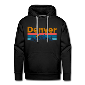 Premium Denver, Colorado Hoodie - Retro Mountain & Birds Premium Men's Denver Sweatshirt / Hoodie - black