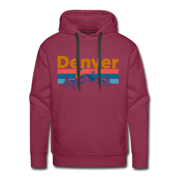 Premium Denver, Colorado Hoodie - Retro Mountain & Birds Premium Men's Denver Sweatshirt / Hoodie - burgundy