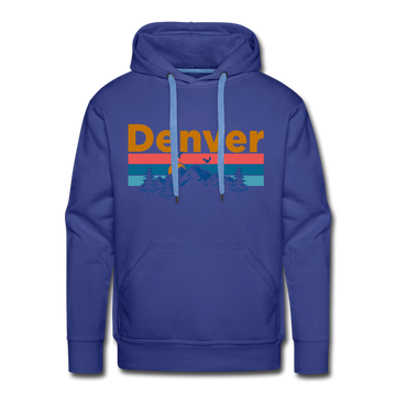 Premium Denver, Colorado Hoodie - Retro Mountain & Birds Premium Men's Denver Sweatshirt / Hoodie - royalblue