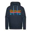 Premium Denver, Colorado Hoodie - Retro Mountain & Birds Premium Men's Denver Sweatshirt / Hoodie - navy