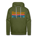 Premium Denver, Colorado Hoodie - Retro Mountain & Birds Premium Men's Denver Sweatshirt / Hoodie - olive green