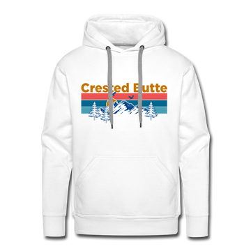 Premium Crested Butte Hoodie - Retro Mountain & Birds Premium Men's Crested Butte Sweatshirt / Hoodie - white