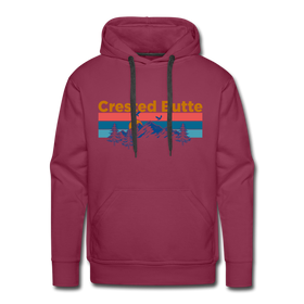 Premium Crested Butte Hoodie - Retro Mountain & Birds Premium Men's Crested Butte Sweatshirt / Hoodie - burgundy