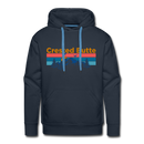 Premium Crested Butte Hoodie - Retro Mountain & Birds Premium Men's Crested Butte Sweatshirt / Hoodie - navy